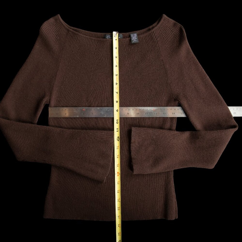 Context Wool Blend Sweater Ribbed Rounded Necklin… - image 7